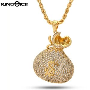 【ワンサイズ】King Ice キングアイス マネーバッグモチーフ ネックレス ゴールド Money Bag Stash Necklace メンズ 男性 アクセサリー