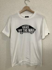VANS バンズ　ロゴプリント　半袖Tシャツ　ストリート　スケーター　メンズ　古着　クルーネック　ホワイト　M