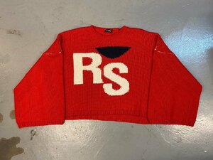 ☆RAF SIMONS ラフシモンズ☆22AW Loose fit RS Sweater クロップド オーバーサイズ フロントロゴ ニットセーター レッド