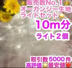 オーガンジー２枚分 生地 ライト２個⭐️結婚式 ウェルカムスペース チュール 布