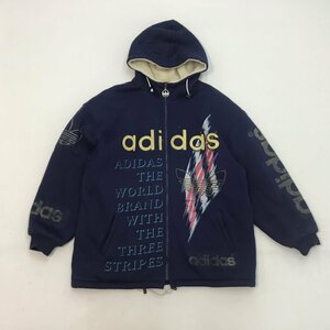 ■80s～ adidas アディダス スウェットパーカー ジップパーカー 裏地ボア×キルティング 日本製 デサント製 トレフォイル アクリル /1.22kg