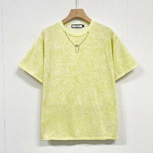 個性ヨーロッパ製※定価2万◆ブルガリア発※RISELIN 半袖Tシャツ 上質綿100％ 薄手 お洒落 ゆったり キラキラ ラインストーン 街着 夏 M/46