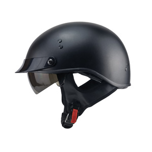 ハーフヘルメット 新品 半キャップヘルメット 内蔵サングラス バイクヘルメット 自動車　ヘルメット 軽量 マットブラック サイズ：L