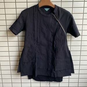 アンダーカバー UNDERCOVER 初期 97 98AW LEAF期 青タグ 継ぎ剥ぎ ウール　半袖ニット Tシャツ セーター　カットソー　ツギハギ　ブラック