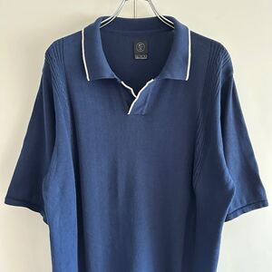 NIKE GOLF ナイキゴルフ コットンニットポロシャツ L スキッパー ネイビー スウッシュ