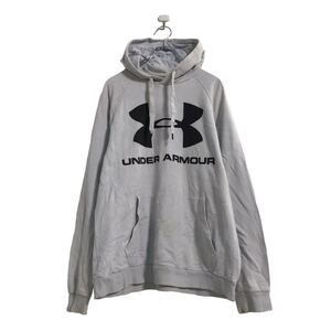 UNDER ARMOUR ロゴ スウェット パーカー M ライトグレー アンダーアーマー プルオーバー ビッグロゴ 古着卸 アメリカ仕入 a508-6981