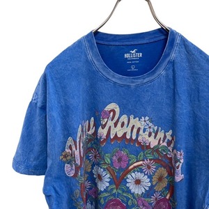 B73 ホリスター　L アメリカ古着　花柄　薔薇　プリント　半袖　Tシャツ　ブルー　HOLLISTER メンズ