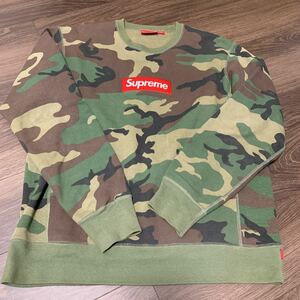 即決送料込み　国内正規品Supreme Box logo Crewneck L 迷彩 Woodland Camo パーカー スウェット シュプリーム クルーネック 15AW