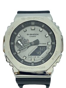 CASIO◆クォーツ腕時計_G-SHOCK/アナログ/ラバー/シルバー/ブラック/GM-2100-1AJF