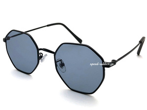 OCTAGON SUNGLASS 艶消しBLACK × LIGHT SMOKE/オクタゴンサングラスマットブラックライトスモークメタルフレーム八角形多角形個性的メタル