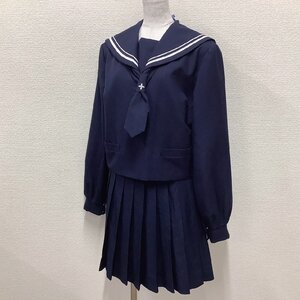 I1033/Y(中古)山形県 山形市立第十中学校 女子制服2点 /セーラー：L程度/スカート:W69/タイ付き/ミニスカート/TOMBOW/冬服/紺/女子/学生服