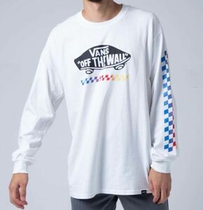 新品 VANS バンズ OTW チェッカー レインボー ロゴ プリント 長袖 Tシャツ 白 M CALIFORNIA