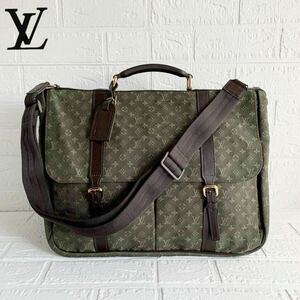 ☆LOUIS VUITTON ルイヴィトン モノグラムミニ ドゥニーズ 2WAY ショルダーバッグ ビジネスバック M42312 TSTカーキ 未使用 難あり