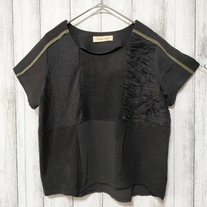 Titilate Valet　(38)　パッチワーク トップス　ブラック 半袖 Tシャツ カットソー