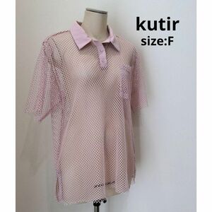 クティール kutir メッシュ ポロトップス ピンク レディース 春夏 F