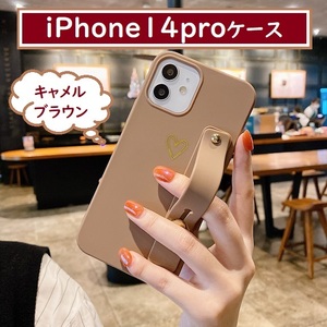 送料込 iPhone14proケース スマホ アイフォン 落下防止ベルト付 BW