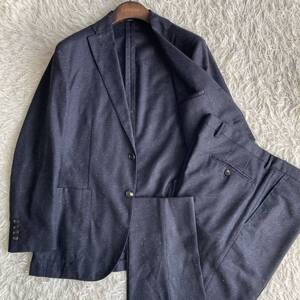 圧倒的クラス感!!定価22万★現行【ボリオリ BOGLIOLI】K JACKET!!品格漂うシルクブレンドネイビーセットアップスーツ■ネップ■ＸＬ相当■