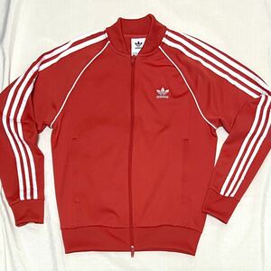 美品 レア色 アディダス オリジナルス 赤 白 ATP 復刻 トラックジャケット ジャージ M トラックトップ adidas SST トレフォイルロゴ 正規品