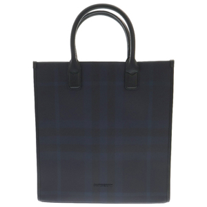 BURBERRY バーバリー Vertical Denny Tote Bag バーバリーチェック総柄 レザートートーバッグ ネイビー 80740971