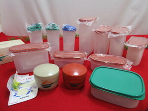 【OH7578/10】未使用　大量!!　Tupperware /タッパーウェア 保存容器13点まとめてセット　ボトル/新・雅うつわetc