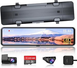 ドライブレコーダー ミラー型 分離 11インチ 4K フロントカメラ4K リアカメラ2.5K 前後カメラ分離式 GPS Type-C電源 バック連動