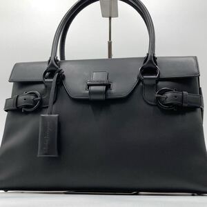 1円【極美品】フェラガモ Salvatore Ferragamo メンズビジネス ガンチーニ金具 トートバッグ ハンド レザー 本革 A4 肩掛け ブラック黒