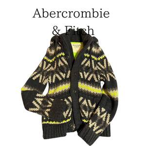 Abercrombie & Fitch　メンズ　Sサイズ　フーテッドジャケット 厚手ニットジャケット メンズ カウチンセーター アウター ジャンバー