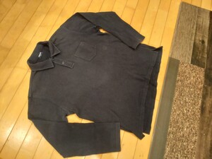 USED ユニクロ UNIQLO 無地 シンプル 長袖 ポロシャツ メンズ 大きいサイズ XL 濃紺 ネイビー