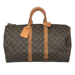 1円スタート ジャンク ルイヴィトン キーポル45 モノグラム ブラウン レザー 革 ボストンバッグ 鞄 カバン Louis Vuitton M41418 VI871