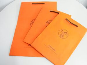 非売品★HERMES エルメス★ショップバック オリジナルバック 手提げ袋 紙袋【正規品】オレンジ橙【本物保証】大サイズ×1 小サイズ×2