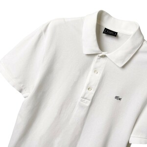 日本製 LACOSTE ラコステ 黒タグ シルバーワニ 銀ワニ 鹿の子 ピケ 半袖 ポロシャツ / メンズ 4 (L) 白 定番 吸汗速乾 ストレッチ テニス