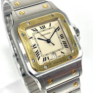 ★1円〜★Cartier Santos Galbee LM 187901 K18YG 動作OK メンズ 純正ベルト カルティエ サントスガルベ WristWatch 750 Quartz Vintage G5