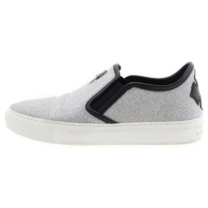 CHROME HEARTS クロムハーツ CH PLUS SLIP ON ダガーチャーム レザー ラメ ローカット スリッポン スニーカー シルバー/ブラック