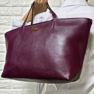 希少カラー/入手困難◎ フェラガモ Salvatore Ferragamo メンズ A4収納 ビジネス トートバッグ ガンチーニ金具 ワインレッド レザー 肩掛け