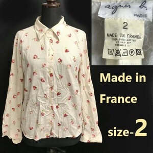 フランス製/Vintage★アニエスベー/agnes b.★長袖シャツ/ブラウス【2/レディースM/アイボリー/ivory/花柄】Tops/Shirts◆pBH881