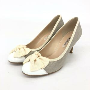 未使用品◆DIANA ダイアナ 結婚式・二次会 パンプス 24.5◆ ベージュ リボン レディース 靴 シューズ shoes