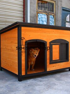 新入荷☆高品質 犬小屋 ドッグハウス 室外 屋外 中型犬 大型犬 木製 ペット 犬 ログハウス 庭 屋根付き ロッジ犬舎 110*80*81cm