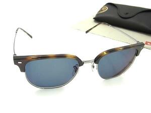 1円 ■極美品■ Ray-Ban レイバン RB4416 NEW CLUBMASTER 710/51 べっ甲調 度入り サングラス 眼鏡 メガネ メンズ シルバー系 FF3615