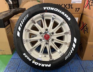 【車検対応】ハイエース200系 17インチ 215/60R17 タイヤホイール4本セット BD12 ヨコハマ パラダ ホワイトレター 新品 サマータイヤ