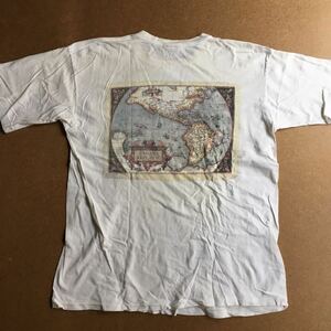 レア 80年代 Banana Republic 世界地図 プリントTシャツ バナリパ ホワイト バナナリパブリック