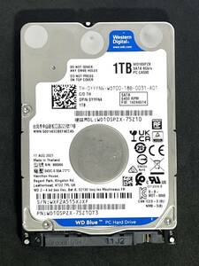 【送料無料】 ★ 1TB ★　WD Blue　/　WD10SPZX　【使用時間：12017 ｈ】　Western Digital Blue　良品　2.5インチ内蔵HDD/7mm SATA 