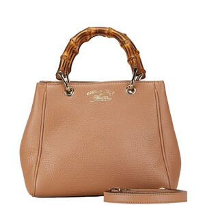 グッチ バンブー ミニショッパー ハンドバッグ ショルダーバッグ 2WAY 368823 ベージュ レザー レディース GUCCI 【中古】