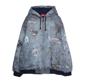 Mサイズ Supreme HJR Trompe Loeil Hooded Work Jacket Blue シュプリーム トロンプル イユ フーディー ワークジャケット ブルー パーカー