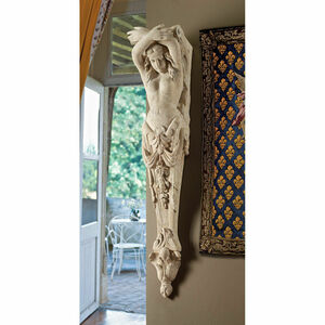 ピラスター壁掛けレリーフ彫刻 アンティーク風柱壁飾り 高さ 約150cm洋風建築インテリア 古典オブジェ（輸入品