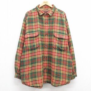 XL/古着 アバクロンビー 長袖 シャツ ジャケット メンズ 90s 大きいサイズ ロング丈 コットン 緑他 グリーン チェック 内側キルティング 24