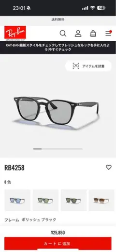 RAY-BAN RB4258-F ポリッシュブラック サングラス