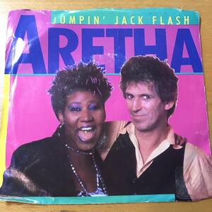 試聴 キース・リチャーズ・プレゼンツ ARETHA FRANKLIN JUMPIN’ JACK FLASH LONG VERSION / SHORT VERSION PROMO 両面NM 透明VYNIL