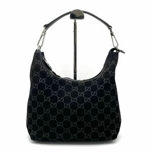 1円 GUCCI グッチ GG柄 スエード ジャンボGG ブラック 黒 ワンショルダーバッグ ハンドバッグ 000 0602