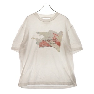 Maison Margiela メゾンマルジェラ 19AW Destroyed Calendar Tee デストロイ カレンダープリント半袖Tシャツ ホワイト S50GC0577