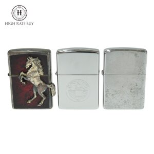 1円スタート ZIPPO ジッポー オイルライター まとめ3点セット AN AMERICAN CLASSIC 馬 シルバーカラー 喫煙具 煙草グッズ 着火未確認